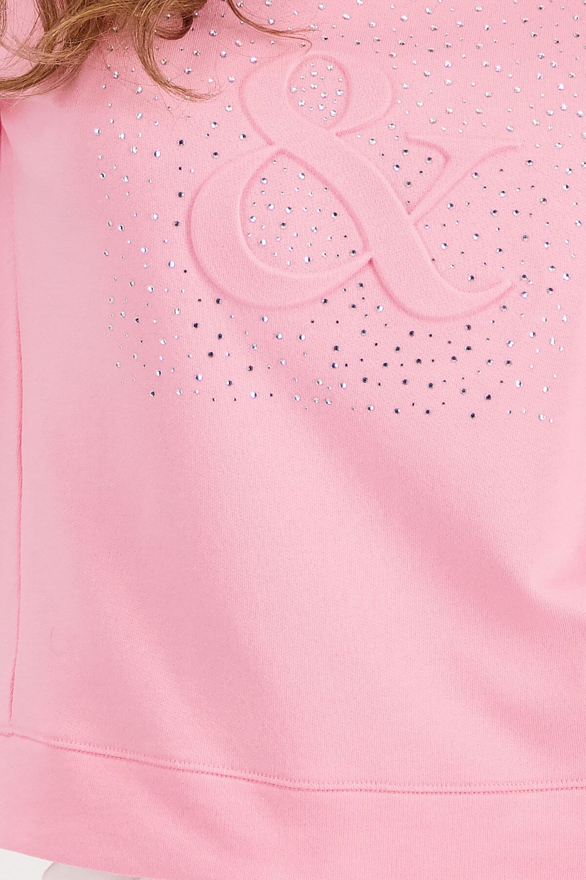 Sweatshirt MONARI "Sweatshirt Basic Schmuck", Damen, Gr. 46, pink, Sweatware, Obermaterial: 100% Baumwolle, unifarben, regular fit taillenbedeckt, Rundhals, eingesetzt abgesteppte Kante, Sweatshirts Sweatshirt, mit Glitzerrnieten pink 46