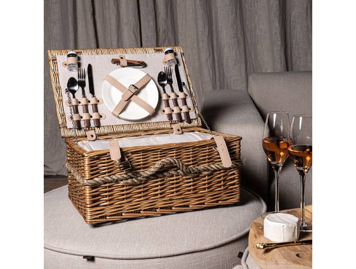 Kinzey Naturel wilgen picknickmand voor 2 personen