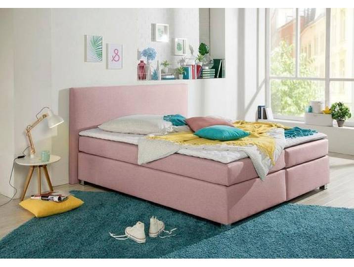 Boxspringbett, Strukturstoff, Flamingo, 167×230 cm, Inkl. Topper, Klassisch, Inosign