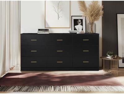 Loedds Modern 9-Drawer Wide Dresser with Spacious Storage and Anti-Tip Design