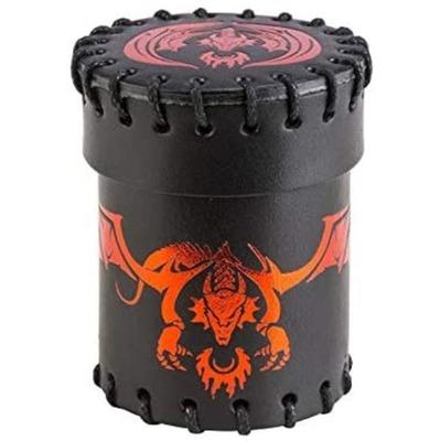 Pegasus QWOCFDR1 - Dice Cup, Flying Dragon, Leather, Black & Red, Würfelbecher