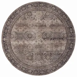 TEPPICH Kurzflor, waschbar, mit floralen Ornamenten, VERNANTE in Braun-Grau, Ø 160 cm