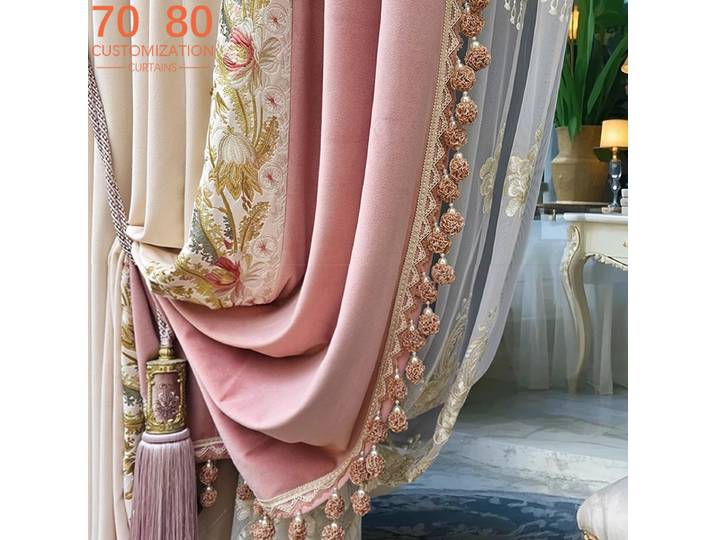 Rideaux brodés de Style princesse rose européen haut de gamme, pour salon, chambre à coucher, salle à manger, Villa, produits personnalisés