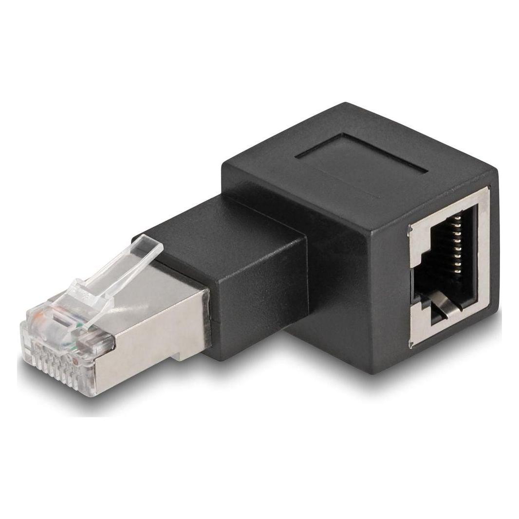 Delock RJ45 Stecker zu RJ45 Buchse Adapter Cat.6A 90° nach rechts gewinkelt (RJ45, RJ45 (1x)) (87864)