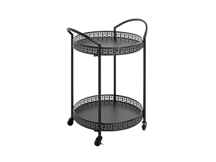 möbelando Servierwagen >25523< in schwarz, Metall - 51x71x42cm (BxHxT)