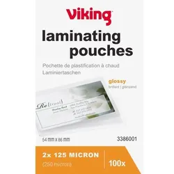 Viking Laminierfolien Visitenkarte & Kreditkarte Glänzend 125 (2 x 125 Mikron) Transparent 100 Stück
