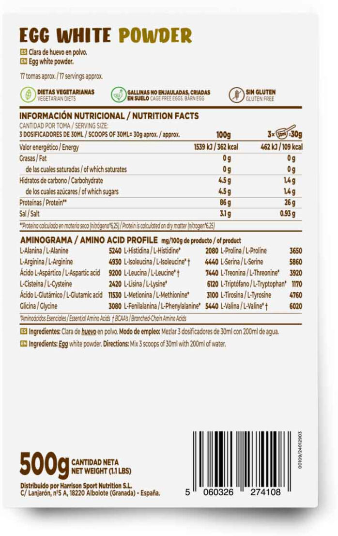 HSN Albúmina de huevo en polvo 500g - Proteínas de Albúmina de Huevo - Polvo - 17  Servicios