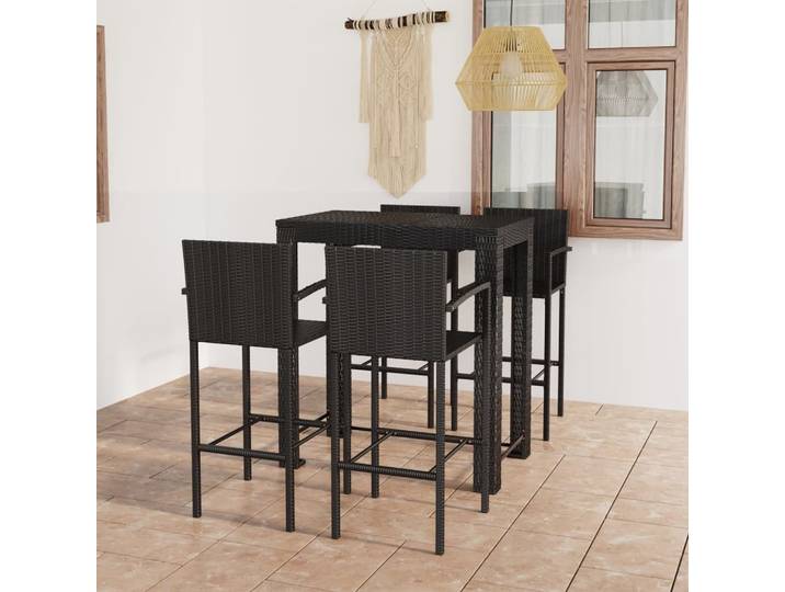 Maison Exclusive - Ensemble de bar d'extérieur 5 pcs accoudoir Résine tressée Noir