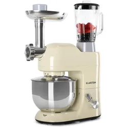Lucia Küchenmaschine 3-in-1 1800 W / 2,7 PS 5 Ltr Edelstahl BPA-frei Creme