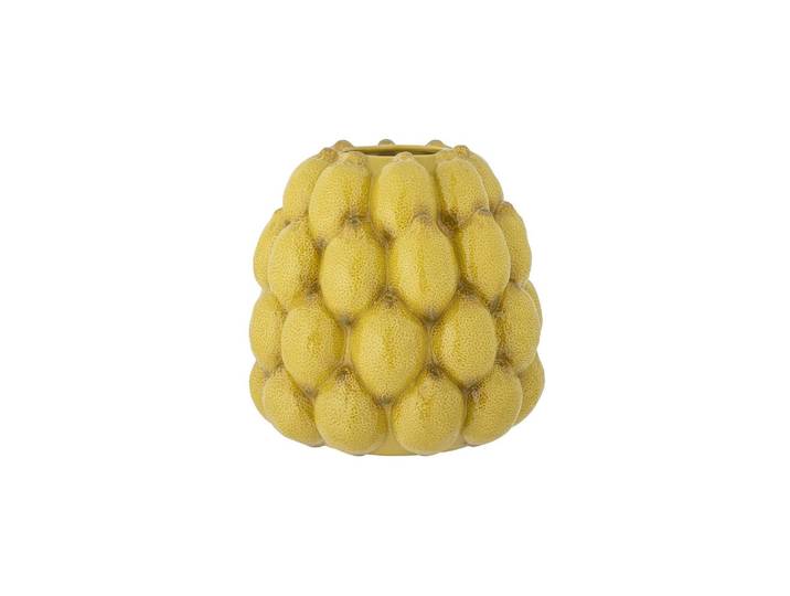 Vase en grès jaune, à poser, motif citrons, peint à la main - Blo