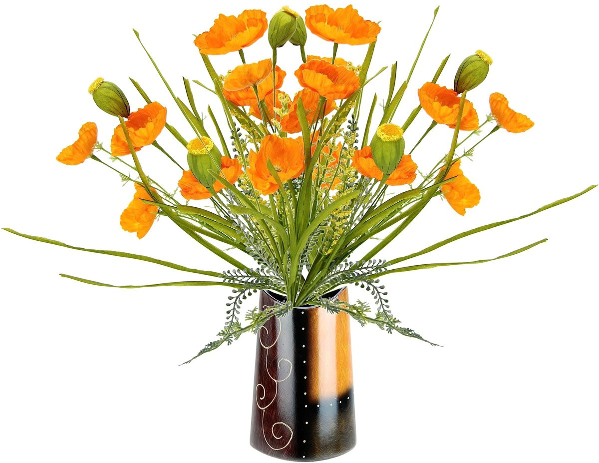 Merkloos Kunstbloemen Boeket Poppy in Vaas voor Decoratie