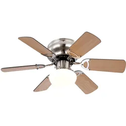Deckenventilator Deckenlampe Zugschalter Ventilator Rechts Linkslauf, 3 Geschwindigkeitsstufen, Flügel wendbar graphit buche, 1x E27, DxH 76 x 28 cm