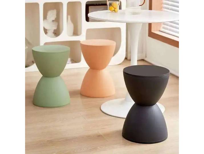 Tabouret Hourglass, table d'appoint, pouf rond en plastique, tabouret à chaussures, tabouret d'appoint domestique pour essayoir et maison