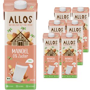 Allos Mandeldrink 0% Zucker, BIO, zuckerfrei, je 1 Liter, 6 Stück