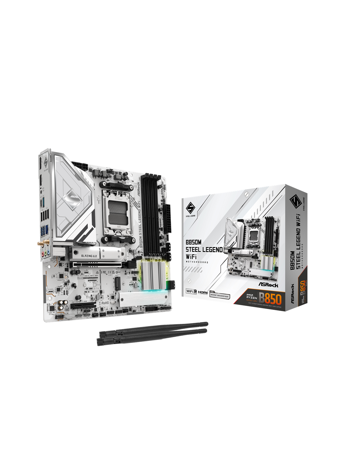 ASRock B850M Steel Legend WiFi Mainboard - AMD B850 - AMD AM5 - DDR5 RAM - Micro-ATX