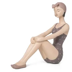 Moritz Deko Figur Badenixe mit Badeanzug sitzend mit Kopftuch Shabby Chic Stil Dekoration Badeanzug
