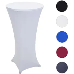 Set Stehtisch + Stehtischhusse HWC-J30, Bistrotisch Tischhusse, klappbar höhenverstellbar Ø 60cm ~ Husse weiss