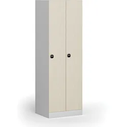 Metallspind S1, 2 Abteile, 1850 x 600 x 500 mm, zerlegt, Schloss mit RFID-Schloss, laminierte Tür, Birke