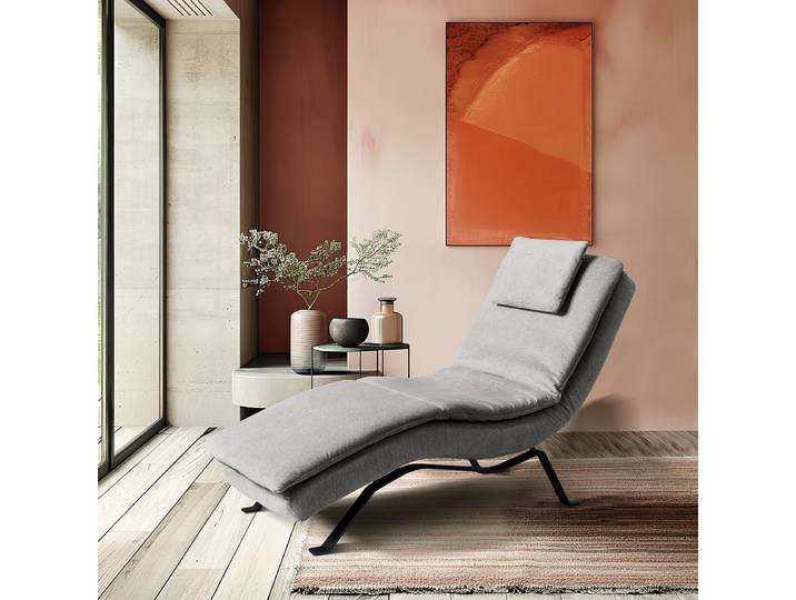 Relaxliege Kanan Grau Webstoff Aranja Schwarz 65 x 65 x 171cm