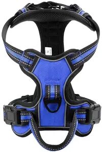Friendly Fresh Finds Adjustable Nylon Dog Harness Vest Reflective, Soft, Breathable, No Pull Harness For Small, Medium & Large Dogs blue s