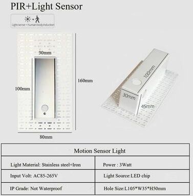 Uplifted Goods Embedded LED Step Light With Motion Detection 160mm Sensor Light white Light 6000k