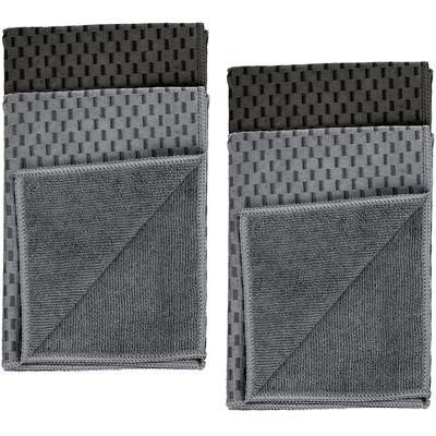 Geschirrtuch WENKO "Modell Miko", schwarz (schwarz, grau), B:40cm L:60cm, Polyamid, Polyester, Geschirrtücher, Geschirrtuch, Mikrofaser, zum Abtrocknen & Polieren, saugstark & schnell trocknend