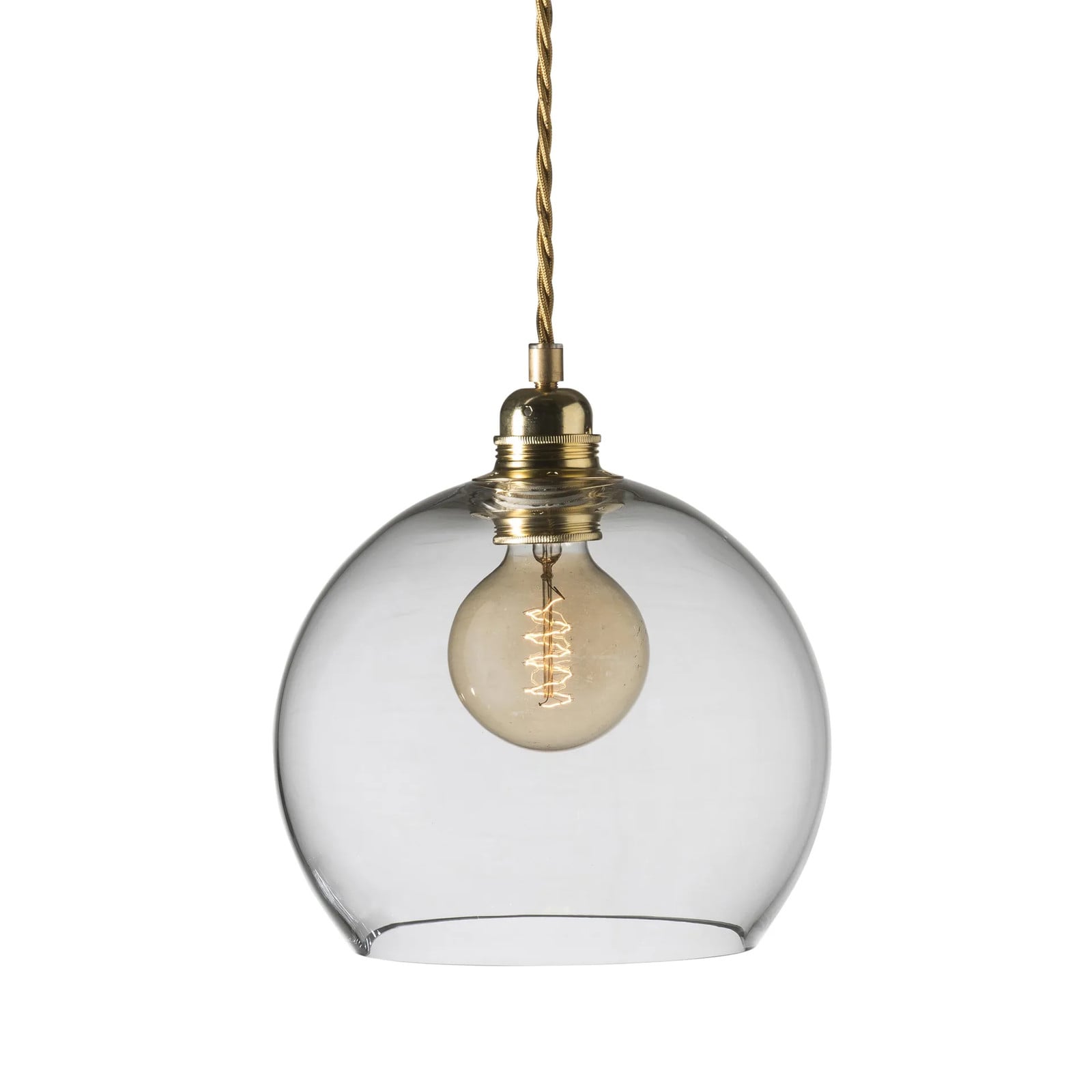 EBB & FLOW Rowan hanglamp M, Ø 22 cm, clear met goud snoer