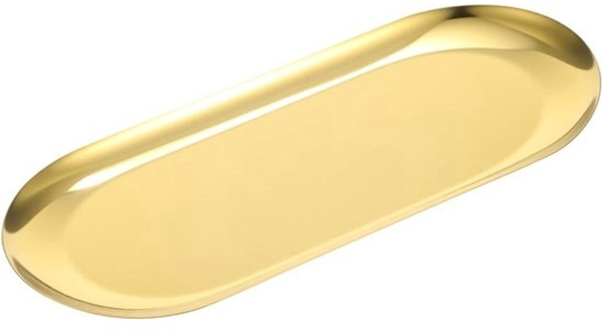 Ovale Gouden Serveerschaal van Roestvrij Staal voor Sieraden en Decoratie