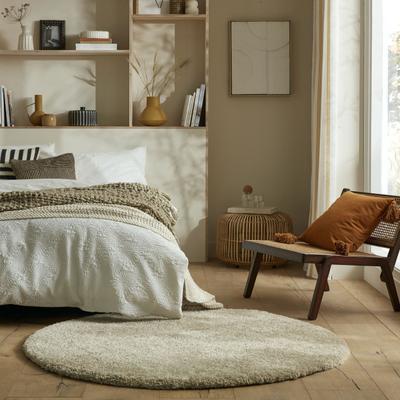 Hochflor-Teppich FLAIR RUGS "Feather", beige (natur), H:40mm Ø:133cm, Kunstfaser, Teppiche