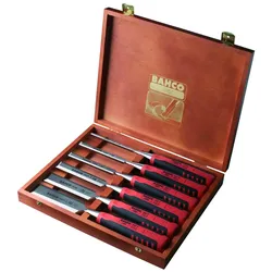 Bahco, Beitel, Stechbeitelsatz mit gummiertem Griff 6-32 mm - 6-teilig/Holzkiste