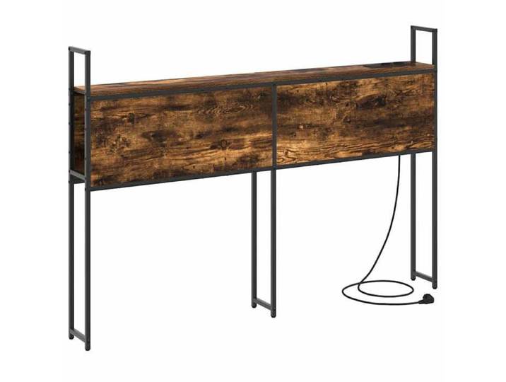 VENTE-FLASH Headboard de Rangement - Armoire de lit - pour chambre - avec Station de Charge - chêne fumé - ngg74j