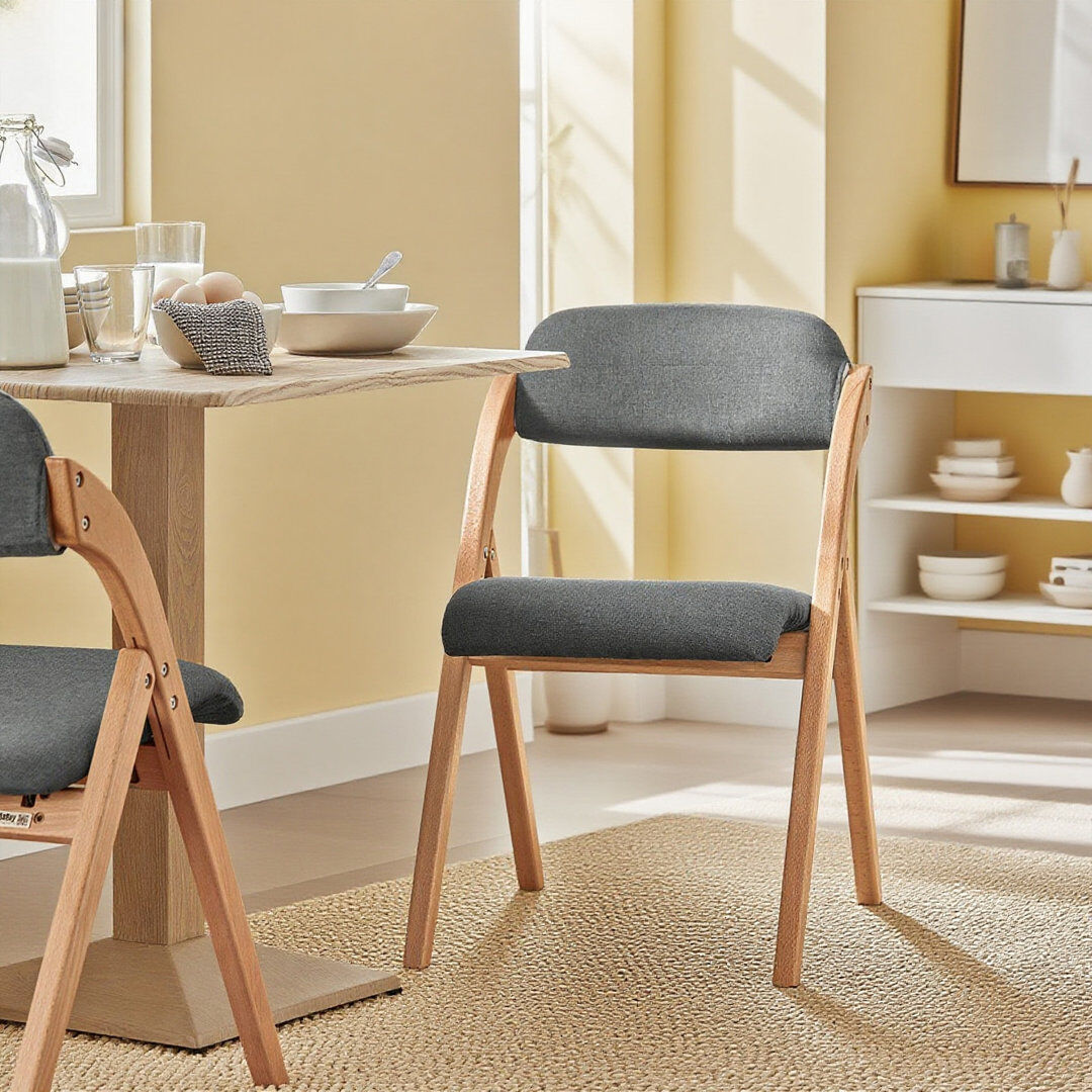 Dakota Fields Ashja Solid Wood Stackable Folding Chair 1 Grey 77cm H X 60cm D X 47.5cm W