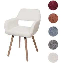 Esszimmerstuhl HWC-A50 II, Stuhl Küchenstuhl Polsterstuhl, Holz Stoff/Textil Chenille (465g/m2) FSC® ~ creme