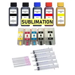 Wiederbefüllbare Tintenpatronen wie Epson 202, 202XL + 5 x 100 ml Sublimationstinte