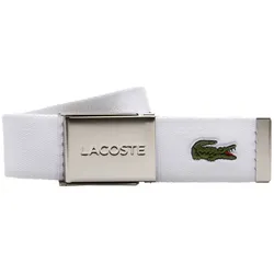 LACOSTE Herren Gürtel aus Stoff - schönes Etui, gravierter Schiebeschnallenverschluss weiß / 110 cm