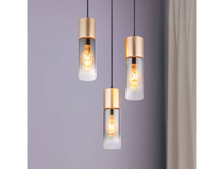 Suspension Rond Ø 34cm Marron/Cappuccino 3 Tissé à plat LED E27