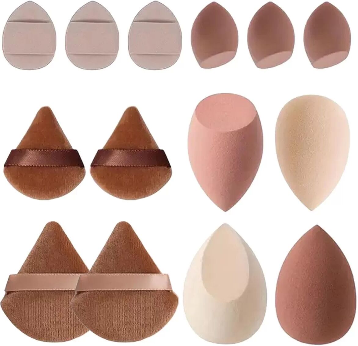 INF Ensemble de 14 Éponges de Maquillage - Éponges de Mélange de Beauté Polyvalentes pour une Application Impeccable Marron