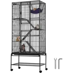 VEVOR 69" rollender Frettchenkäfig aus Metall, großer 4-stöckiger Käfig, Kleintierkäfig mit Rampen und Tablett, einfach aufzubauen für Hausratten, Hamster, Meerschweinchen, Chinchillas, Eichhörnchen, Igel, Hasen