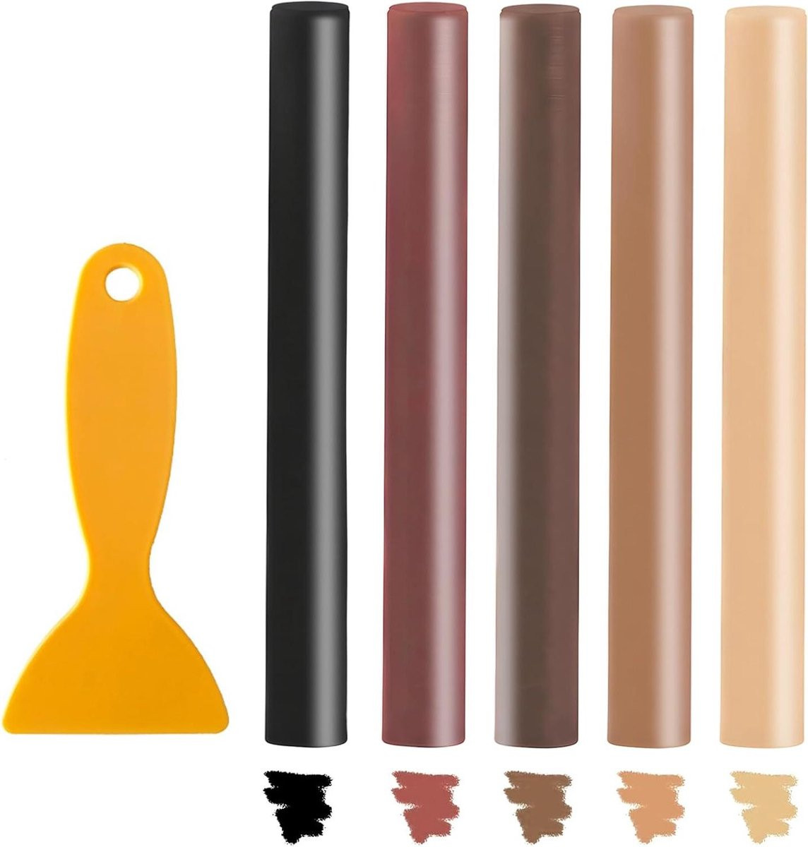 Hout Reparatie Sticks Wax Vuller Set voor Meubels Herstellen - 5 Stuks - Bruin Tinten