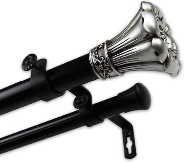 InStyleDesign 1-inch Two Tone Blossom Collection Double Curtain Rod