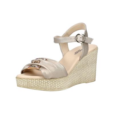 Keilsandalette NERO GIARDINI "Nero Giardini Sandalen Leder", Damen, Gr. 38, beige (sand), Leder, Schuhe