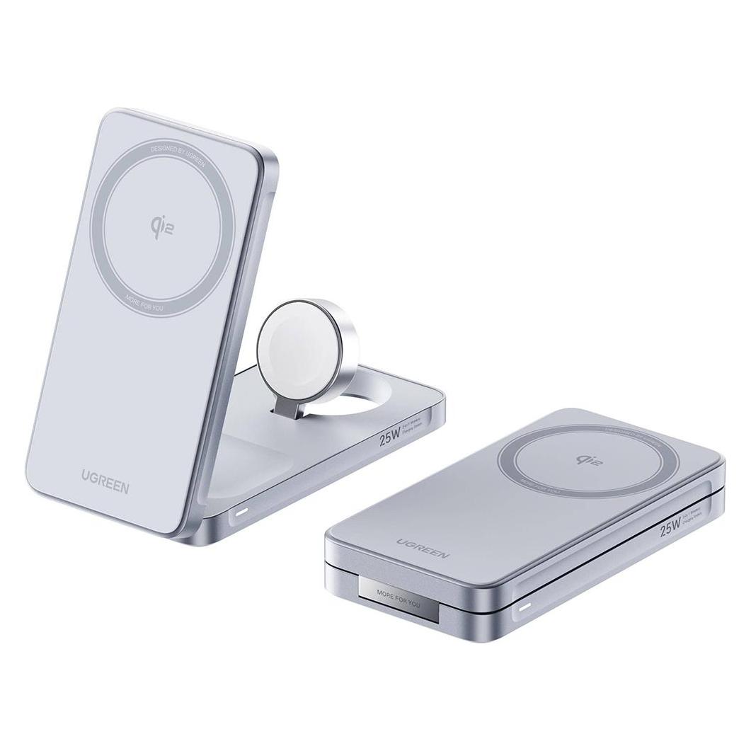 Ugreen Ładowarka indukcyjna 3w1 W757 MagFlow, Qi2 25W (szara) (25 W) (65901)