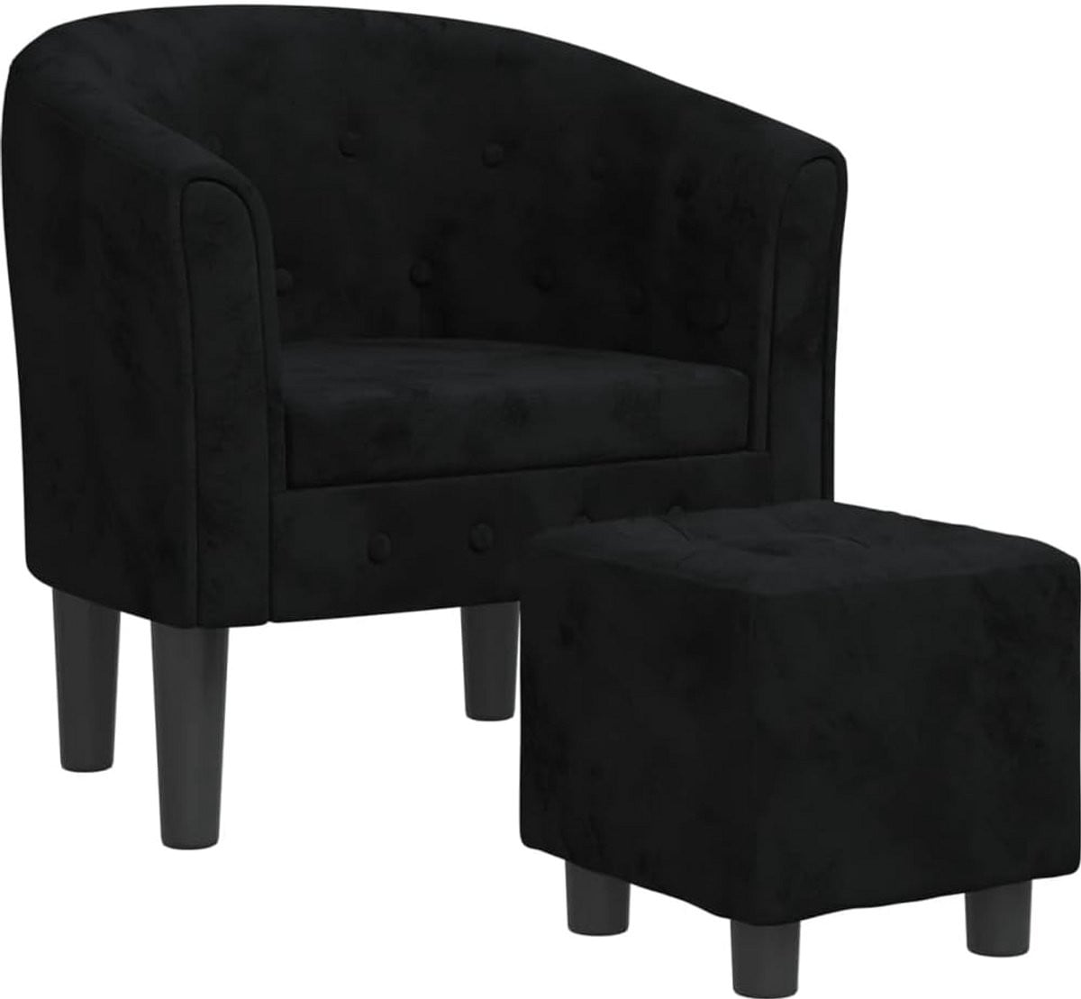 Moderne Lounge Tub Fauteuil voor Volwassenen in Zwart Fluweel