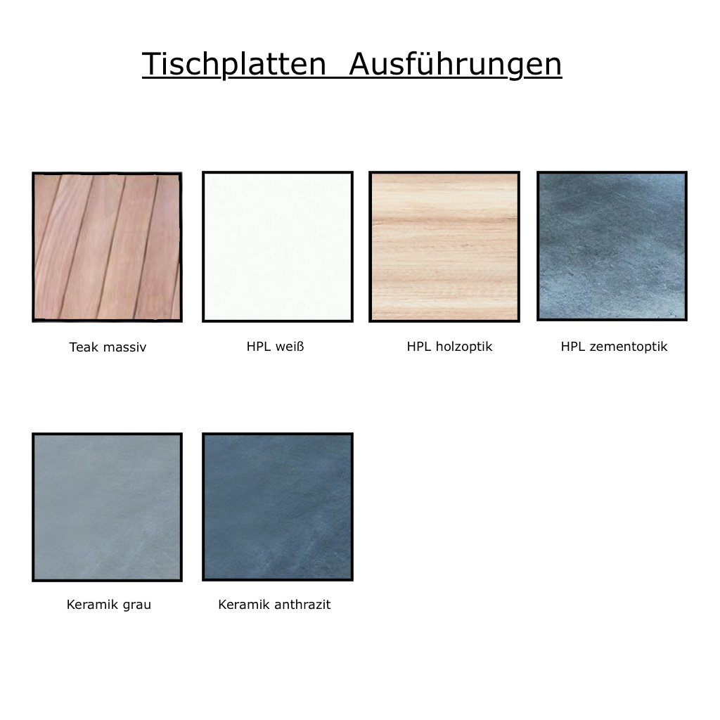 Jan Kurtz Quadrat Tisch 90 x 90cm (Teak massiv, alu eloxiert) Teak massiv | alu eloxiert 492279+492520