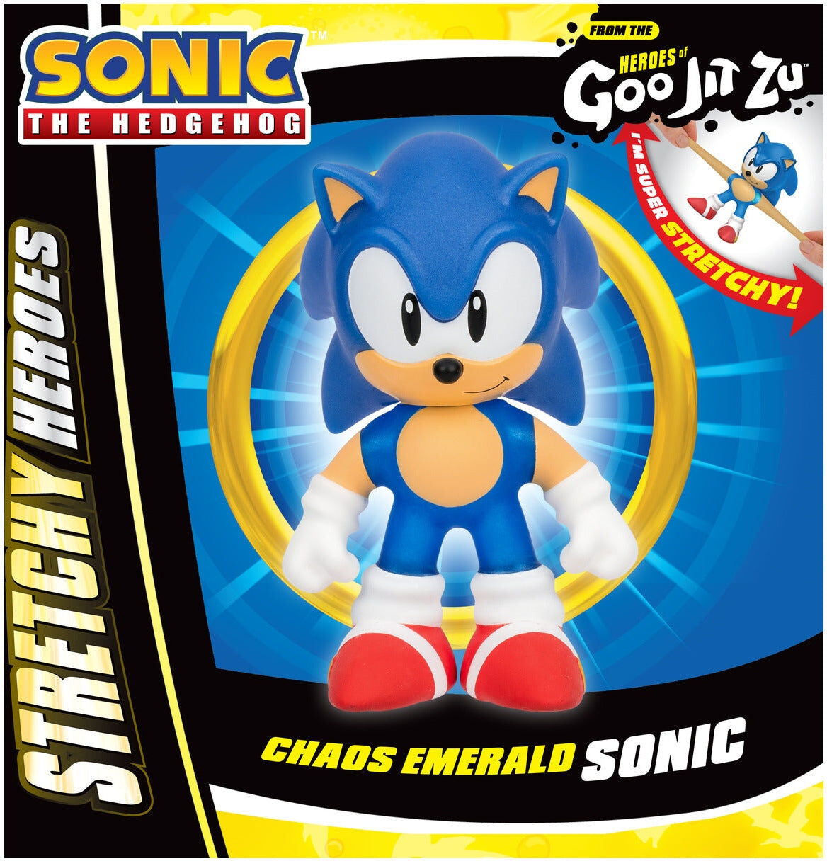 Moose Toys Heroes of Goo Jit Zu Sonic the Hedgehog Chaos Emerald Sonic Hero Pack - Official Sonic Toy with Stretchy Fun - Blue - 40 cm