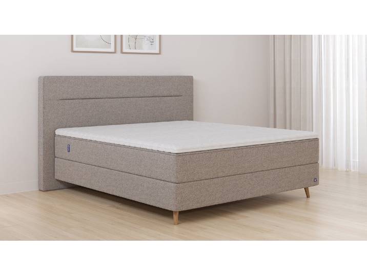 BRUNO Boxspringbett Premium 200x200cm in Glory Taupe Matratzen-Härtegrad: Links H3 / Rechts H3 mehrfach ausgezeichnet in Design & Qualität