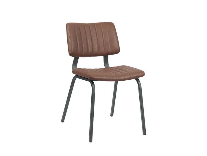LABEL51 Eetkamerstoel Gusto - Bruin - Kunstleder - Zwart Metaal