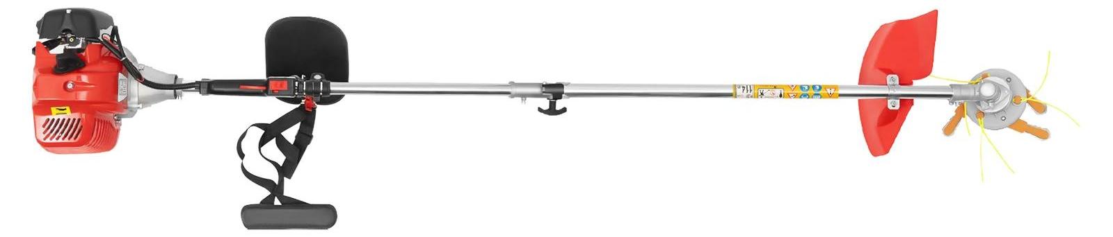 Benzin Freischneider & Rasentrimmer - 43 cm³ 2-Takt Motor - 1,25 kW - 8500 U/min - 1,75 m Schaft - Rot Silber