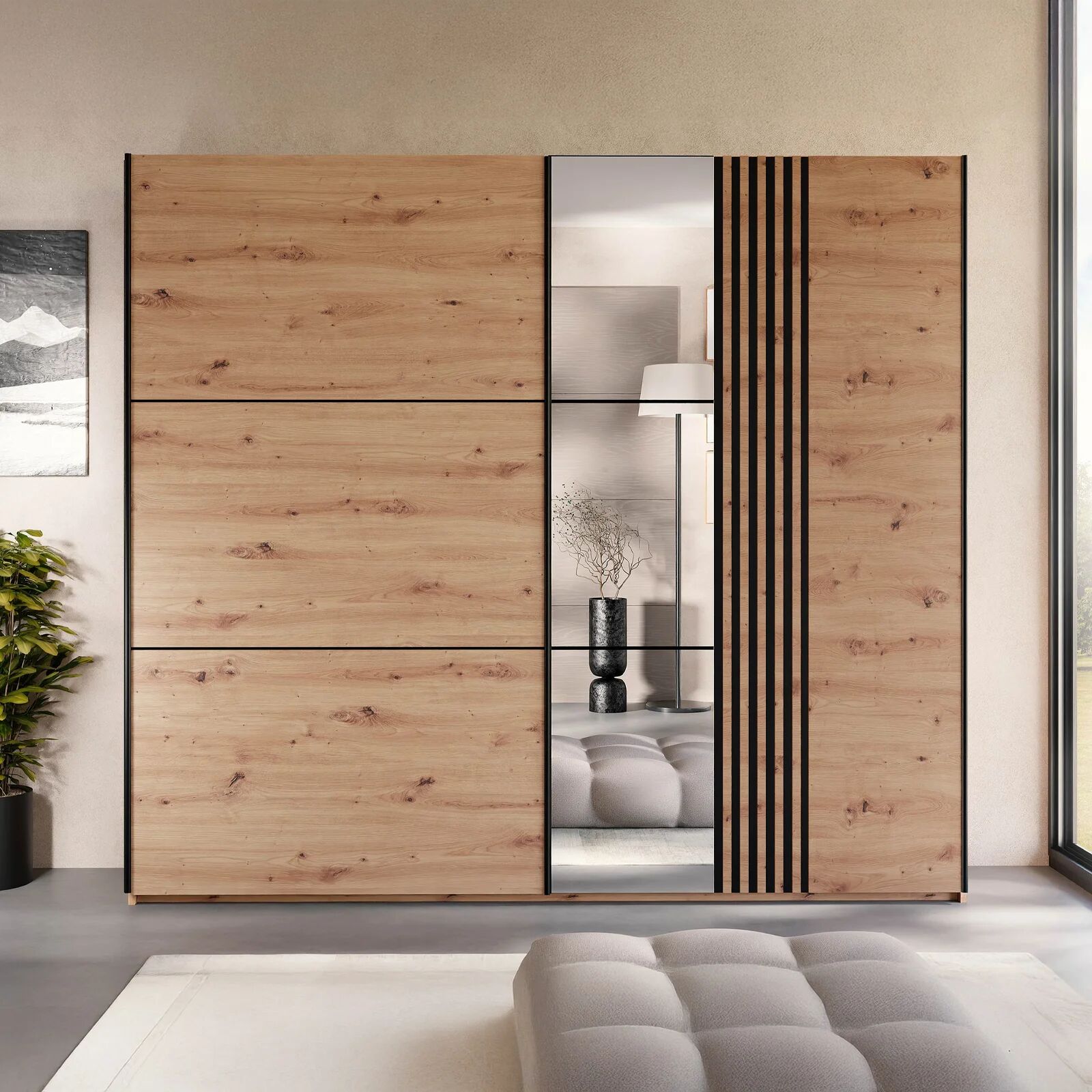 garneroarredamenti Armadio 250x215h cm 2 ante scorrevoli rovere Duppy