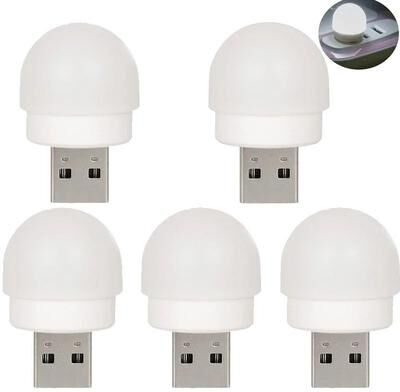 Uplifted Finds Portable Plug and Play Mini USB LED Lamp Packs white 5 Pcs